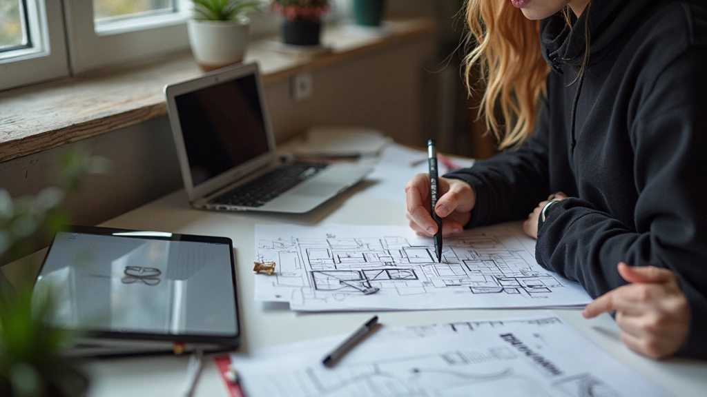 Designer aan het werk met responsive design mockups op meerdere apparaten op het bureau